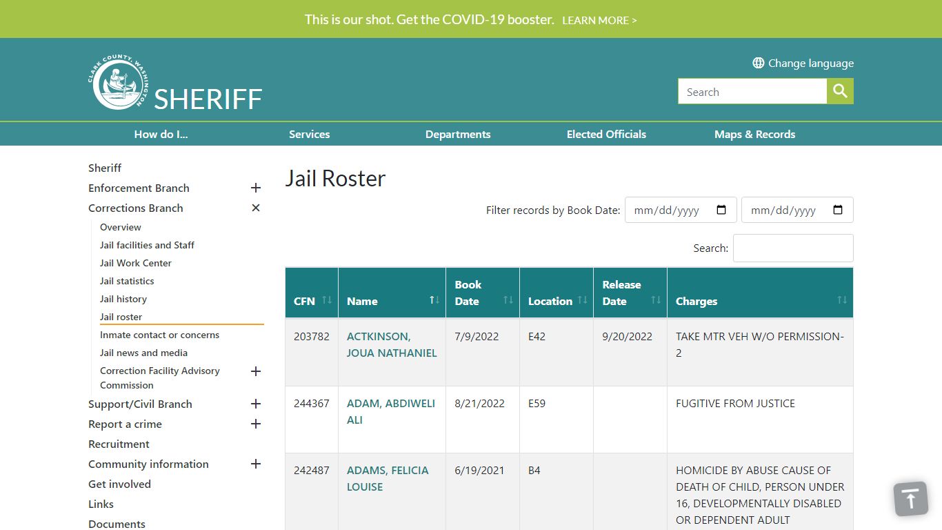 Jail Roster | Clark County